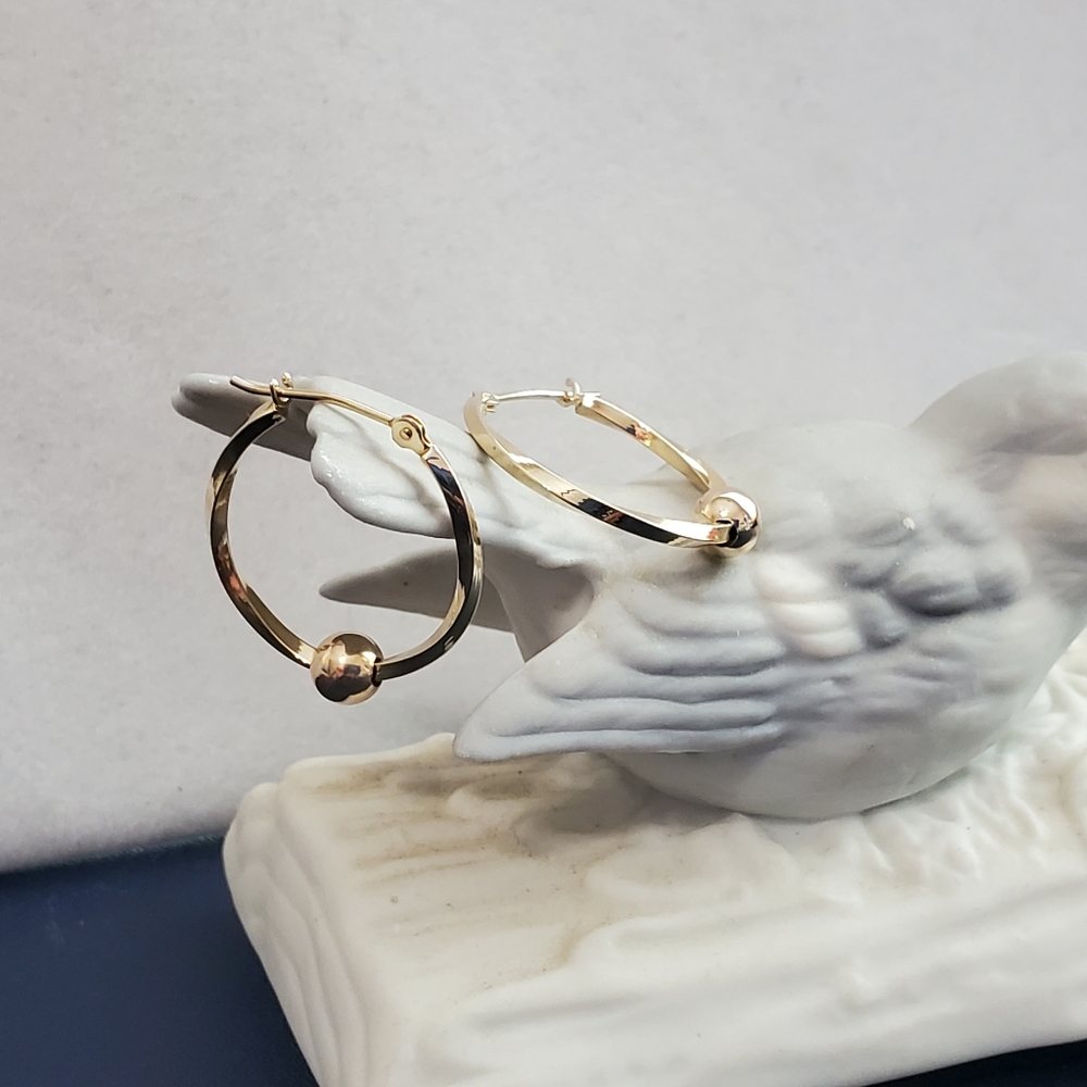 10K Yellow Gold Hoop Earrings - Picture 9 of 14